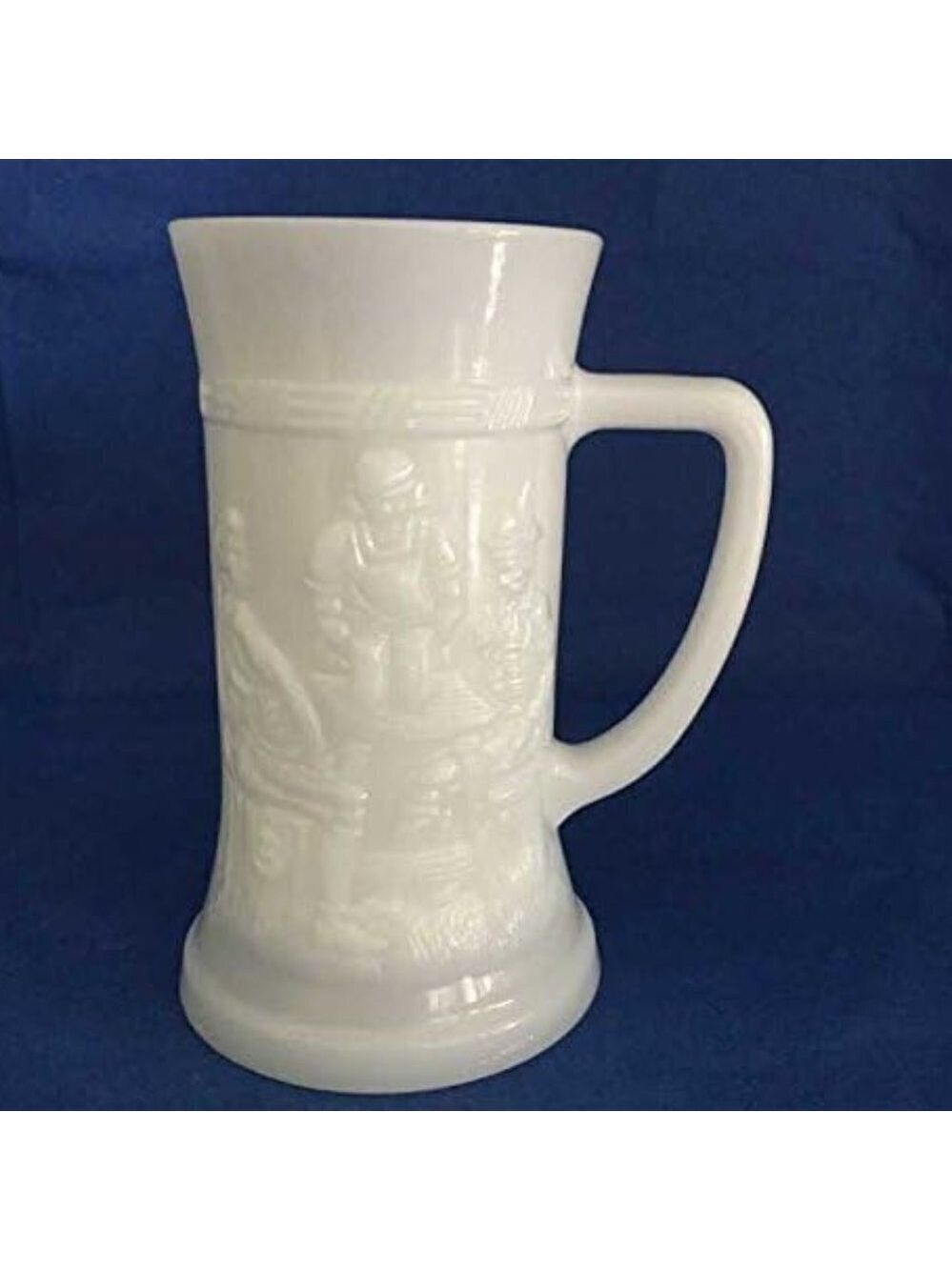 Vintage Milk Glass Beer Stein Mug – Federal Glass German Tavern Scene - Picture 2 of 6